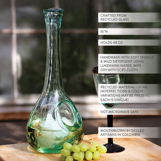 Recycled Hand Blown Wine Decanter with Ice Pocket
