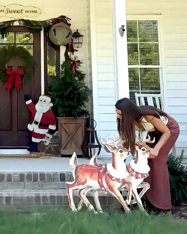 Outdoor Christmas Reindeer Silhouette, Set of 2
