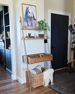 Foundry-Inspired Wood & Iron Leaning Desk