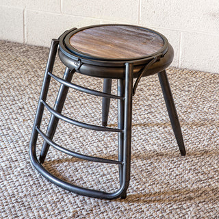 Rustic Wood and Metal Desk with Collapsible Chair Set
