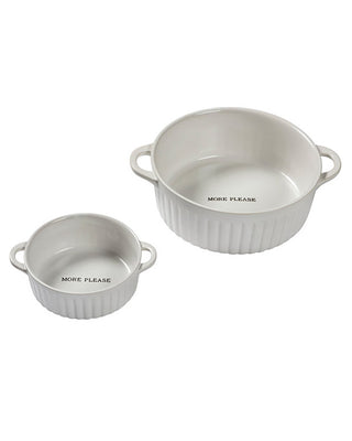 White Stoneware Casserole Dish Set with Lids - Hot Stuff Made With Love