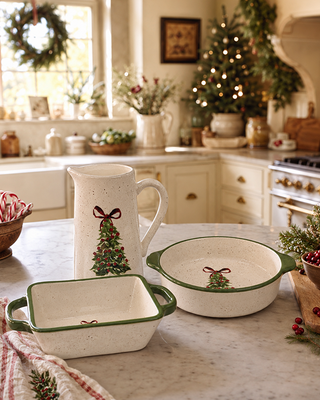 Hand-Painted Dolomite Christmas Tree-Art Serveware, Choose Your Style