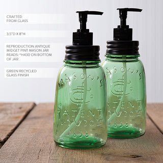 Recycled glass soap dispensers vintage mason jar set