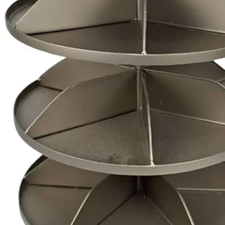 Detailed view of sectioned storage tiers and rotating mechanism
