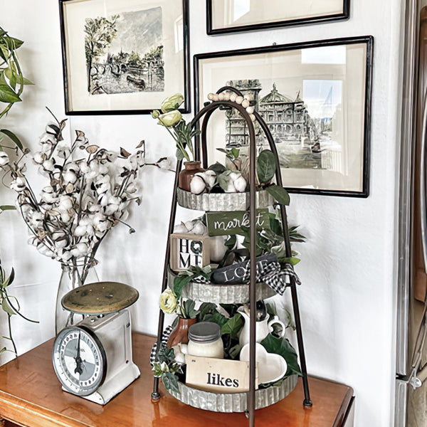 Three Tiered Round Display Stand - Vintage Farmhouse - Default Title ...