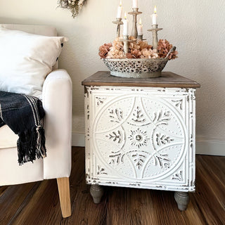 Architectural Salvage Ceiling Tile Side Table