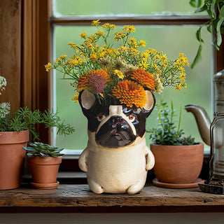 dog with flowers 