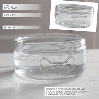 Clear glass dog bowl set of two