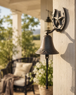 Horseshoe Star Cast Iron Farmhouse Porch Bell Doorbell
