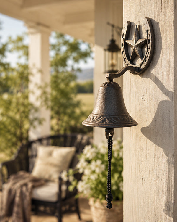 Horseshoe Star Cast Iron Farmhouse Porch Bell Doorbell