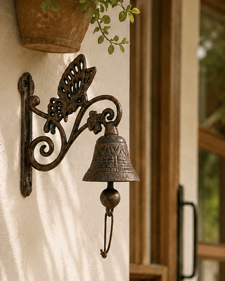Butterfly Doorbell, Cast Iron Garden Porch Bell and Chime