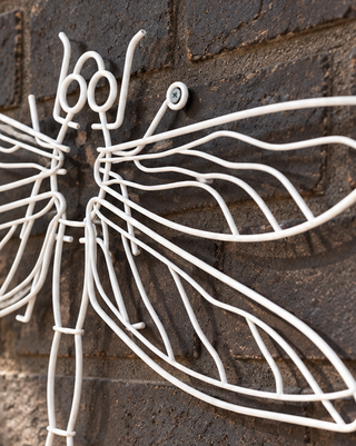 White-Finished Metal Dragonfly Wall Decor