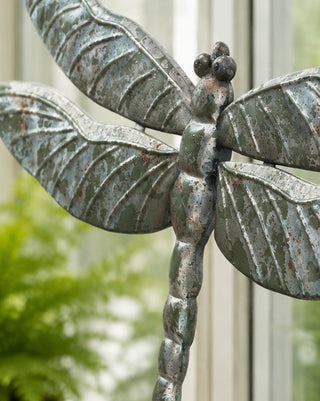 Sculpted Gray Dragonfly Metal Wall Art