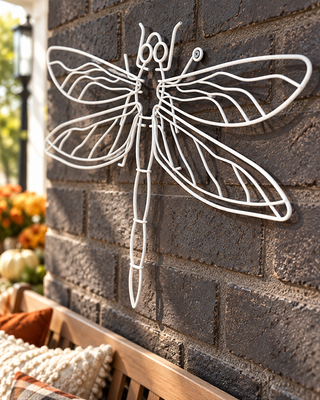 White-Finished Metal Dragonfly Wall Decor