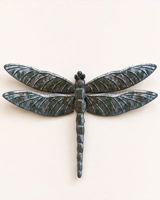 Sculpted Gray Dragonfly Metal Wall Art