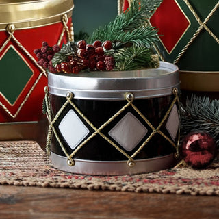Festive Harlequin Drum Christmas Containers, Set of Four