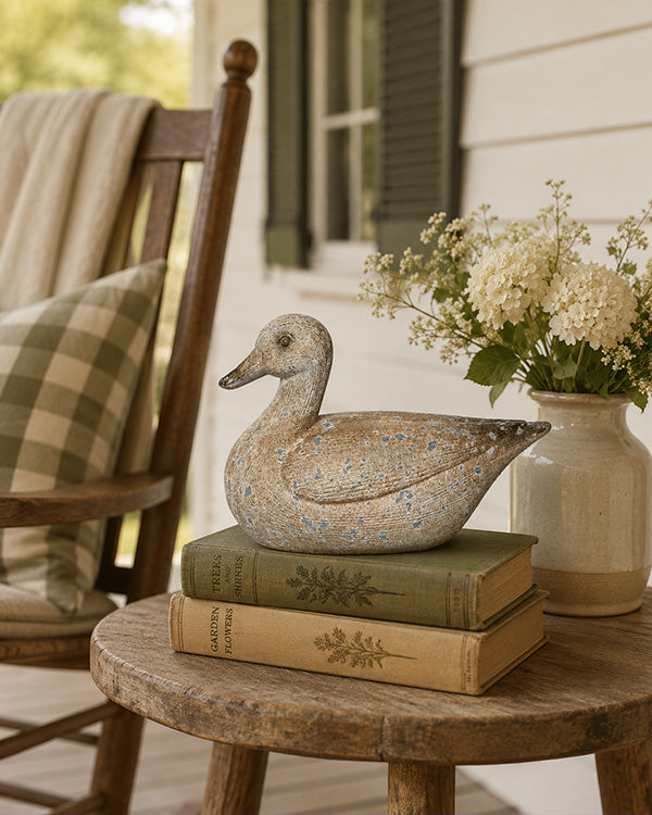 Rustic Distressed Garden Duck Figurine