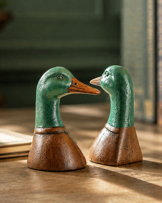 Vintage Inspired Cast Iron Duck Head Bookends, Set of 2