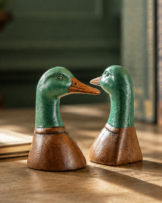 Vintage Inspired Cast Iron Duck Head Bookends, Set of 2