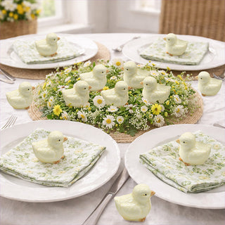 Set of 12 cream porcelain Easter duckling figurines spring décor