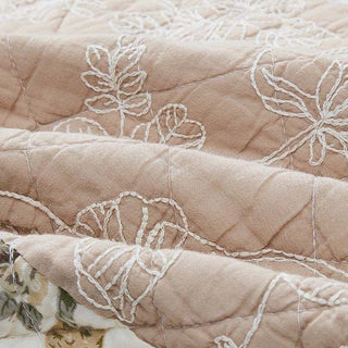 DaDa Bedding Dusty Rose Taupe Beige Brown Floral Cottage Patchwork Quilted Bedspread Set 