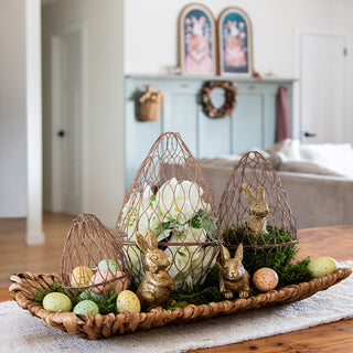 Nested Distressed Copper Metal Wire Egg Cage, Set of Three