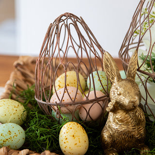 Nested Distressed Copper Metal Wire Egg Cage, Set of Three