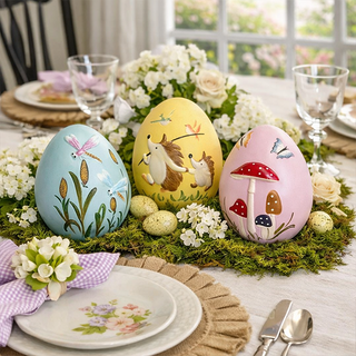 Hand-painted Easter egg decor centerpiece spring table