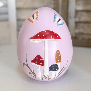 Pink mushroom Easter egg whimsical spring decor