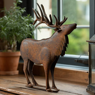 Rustic metal elk sculpture