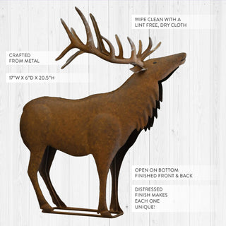 Handcrafted metal elk figurine with antlers