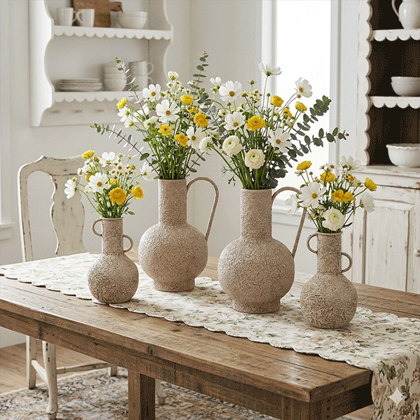 Textured Iron Rustic Ewer Vases, Set of 2, Choose Your Style - Decor Steals