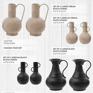 Cream and black rustic iron ewer sets product display