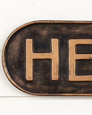 Rustic Farmhouse Metal Hello Fall Wall Sign with Sawtooth Hangers