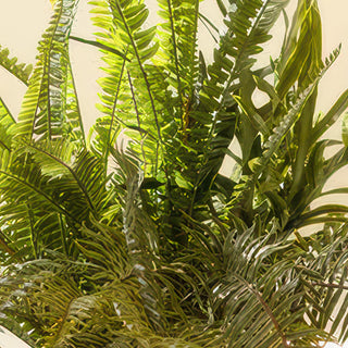 40 Inch Faux Fern Plant with Black Pot Cascading Fronds