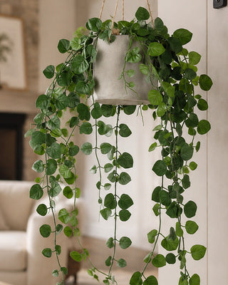 29 Inch Hanging Faux Button Fern in Pot Indoor Greenery