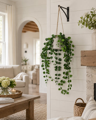 29 Inch Hanging Faux Button Fern in Pot Indoor Greenery