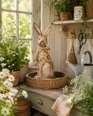 18 Inch Brown Garden Bunny Figurine Enchanted Garden Summer Decor