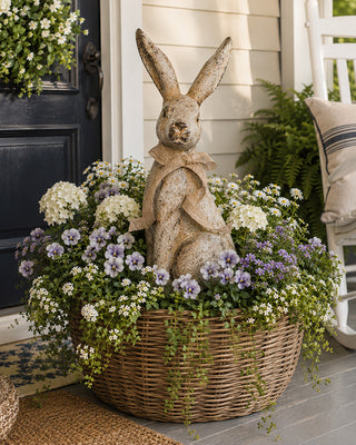 18 Inch Brown Garden Bunny Figurine Enchanted Garden Summer Decor