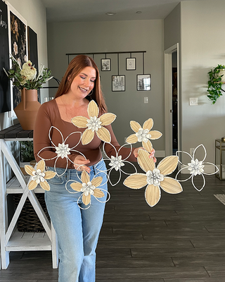 Wood-Petal & Wire Flower Wall Decor