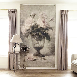 Oversized Light Pink Roses in Vases Paper Wall Tapestry