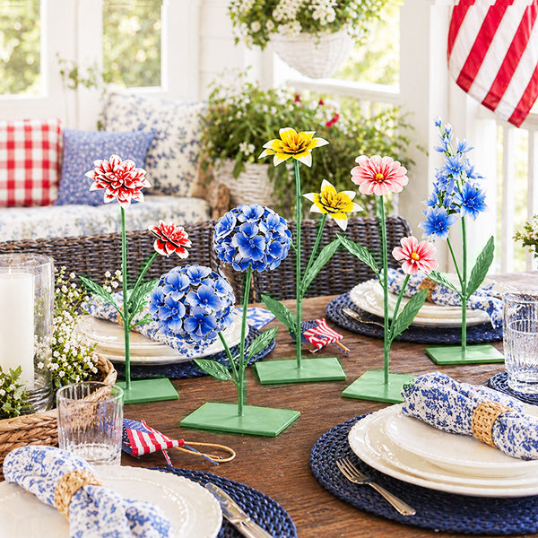 Outdoor/Indoor Freestanding Metal Flowers, Set of Five | Celebrate America’s 250th