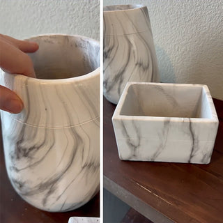 white marble planter pot Marble-Like Planter