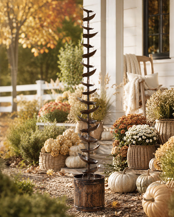 65 Inch Tall Cascading Leaf Garden Fountain