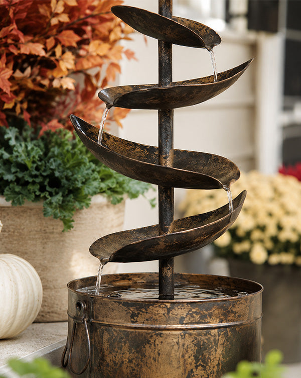 65 Inch Tall Cascading Leaf Garden Fountain