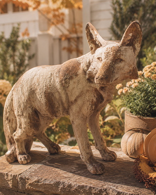 19 Inch Faux Concrete Fox Figurine