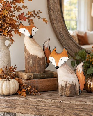 Countryside Recycled Wood & Iron Foxes, Set of 2