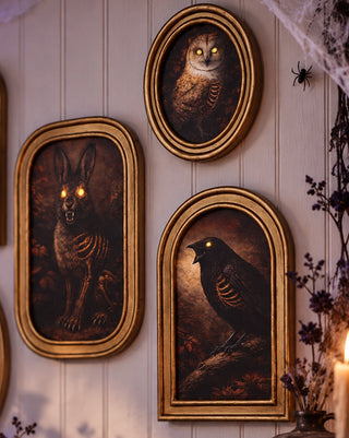 Vintage-Inspired Double-Sided Halloween Framed Art, Set of 5