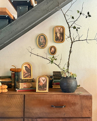 Vintage-Inspired Double-Sided Halloween Framed Art, Set of 5