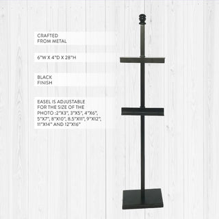 Black Metal Freestanding Picture Frame Easel Stand with Decorative Finial